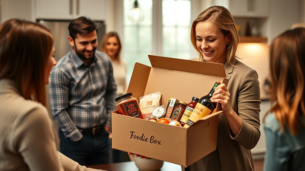 Employee opening Foodie Box Love gift box