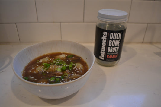 Nourishing Duck Bone Broth Mushroom Wonton Soup