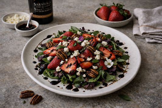 Strawberry Feta Salad with Dark Chocolate Balsamic Vinaigrette